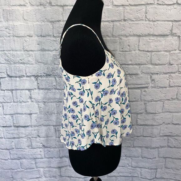 Mine floral print adjustable strap elastic fit lined cropped tank sz S - Picture 5 of 11
